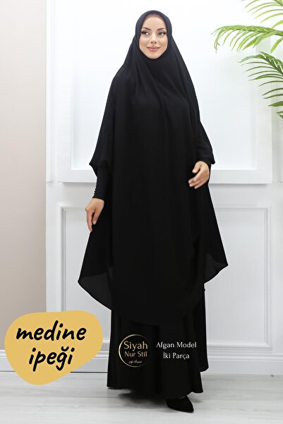 SİYAH NUR Cearşaf de pat din mătase Medina cu mâneci nisipate din două piese afgane