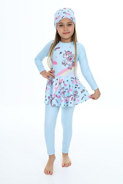 ANGELOS GIRLS Girl's Swimsuit Set with Long Sleeve and Bottom 3-12 Years 027