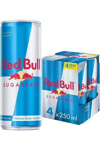 Red Bull Redbull Sugarfree Drink, 250 ML, Zero Sugar, Caffeine Content, Pack of 4 Pieces