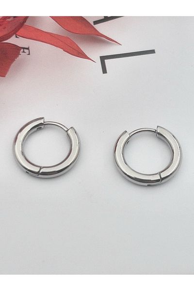 Siya Silver 316L Surgical Steel Unisex Silver Color Hoop Earrings-1.5 cm