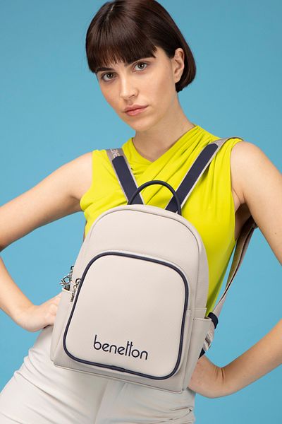 United Colors of Benetton Beneton Women's Backpack - Stone and Navy Bnt1605