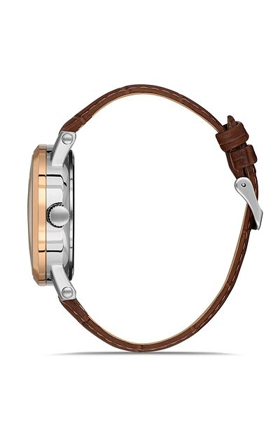 Romanson Tl0334Mm1Jbs5B Leather Cord Rose Gold Silver Color Roman Numeral Classic Men's Wristwatch