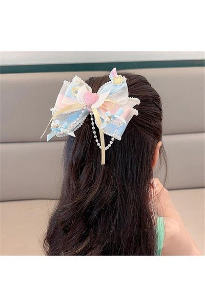 Pelin Aksesuar Pastel Colored Pearl Heart Bow Collar for Girl - Buckle