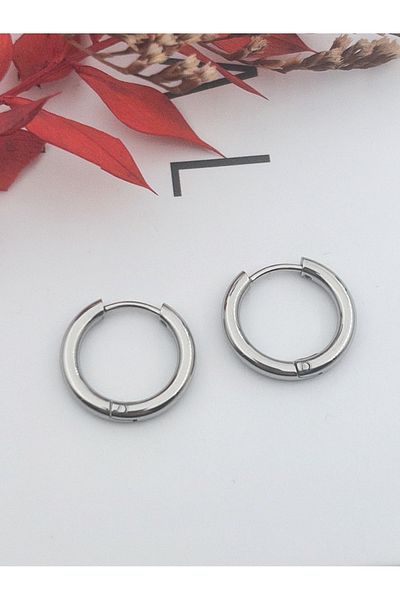 Siya Silver 316L Surgical Steel Unisex Silver Color Hoop Earrings-1.7 cm