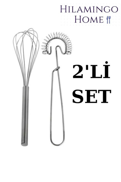Hilamingo Home 2'li Çırpıcı Set Kek Çırpma Teli;1 Adet Tel Çırpıcı+1 Adet Sol...