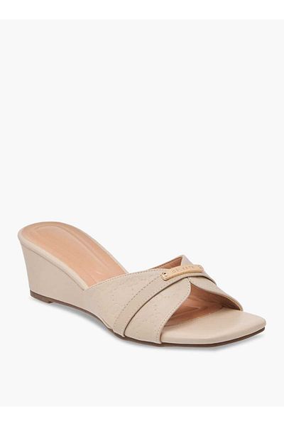 Celeste Women's Monogram Embossed Slip-On Sandals with Wedge Heels
