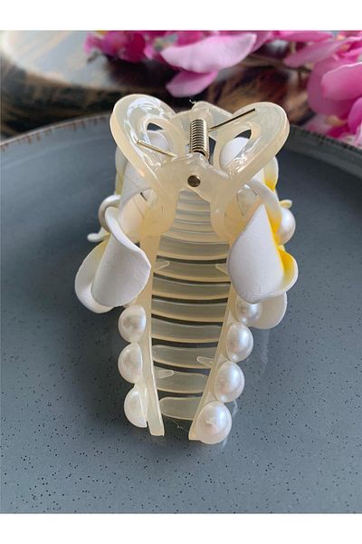 Pelin Aksesuar Cataramă mare cu zăvor cu flori de perle Plumeria