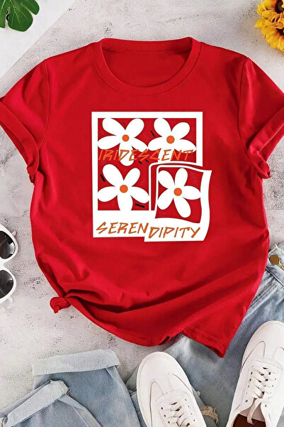 pandy Unisex majica sa pisanim cvetom Štampano Oversize kroj kratkih rukava