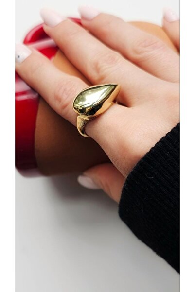 stainless steell 316L Steel Minimal Gold Drop Model Adjustable Ring