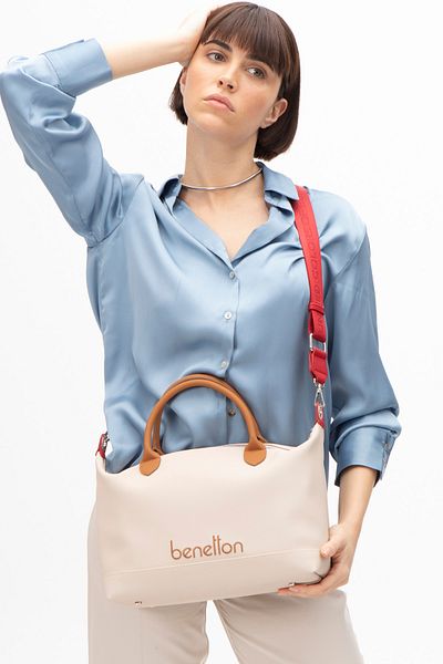 United Colors of Benetton Beige-Camel-Red Women's Shoulder Bag