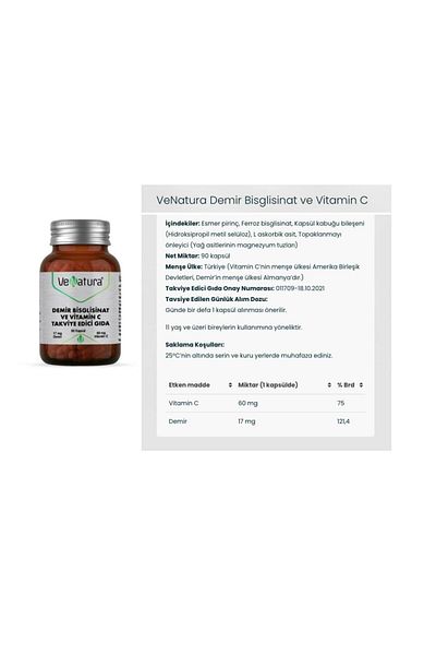 VeNatura 2 Iron Bsg and Vitamin C 90 Capsules