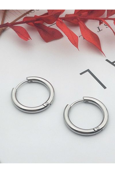 Siya Silver 316L Surgical Steel Unisex Silver Color Hoop Earrings-1.9 cm