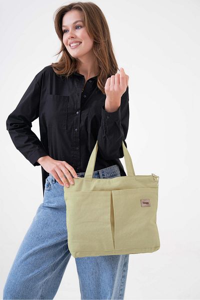 Çınar Bez Çanta Cross Beige Canvas Bag Pl