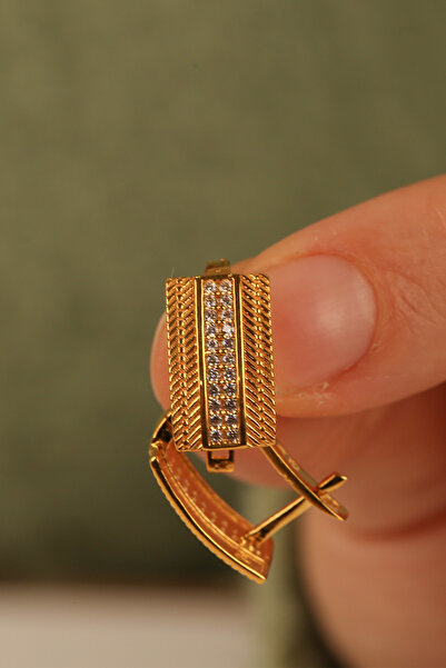 Çgk Çiğdem Gürel Kuyumculuk ÇGK 22 Ayar Taşlı Hasır Altın J Küpe