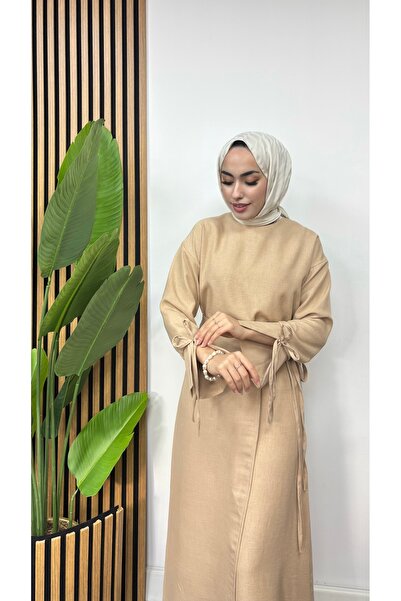 FREEMİH TEKSTİL Double Suit with Linen Skirt and Drawstring at the Waist