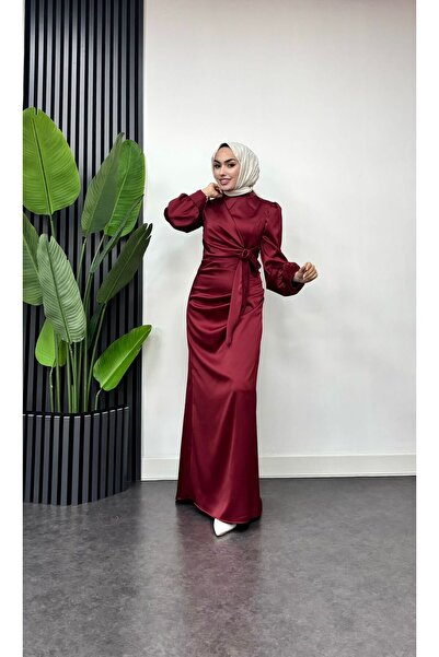 moda zeynaa YANDAN BAĞLAMA DETAYLI SATEN ABİYE