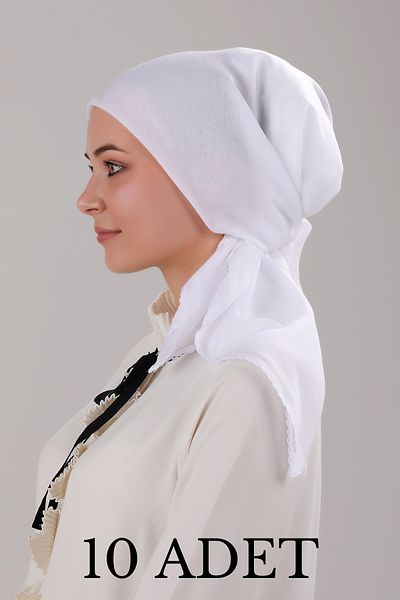 Melodi Scarf White Hijab 10-Piece Women's Inner Headscarf - 100% Cotton