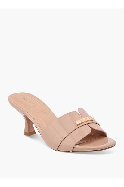Celeste Women's Textured Slip-On Sandals with Flared Heels