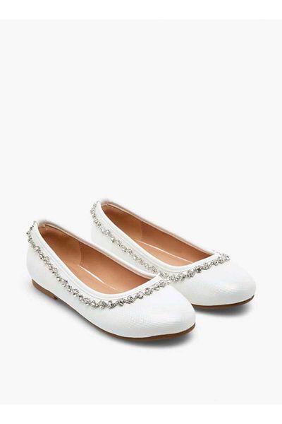Celeste Girls' Rhinestone Embellished Slip-On Ballerina Shoes