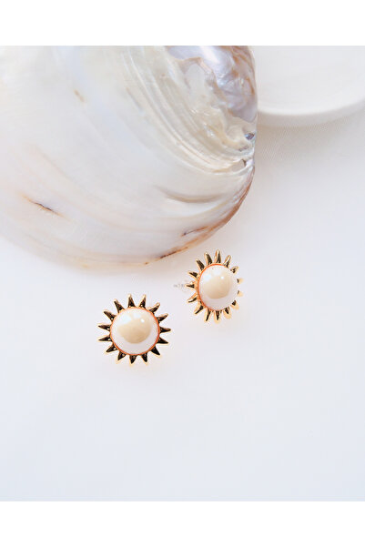 AURRARİ Gold Sedef Taşlı Güneş Küpe