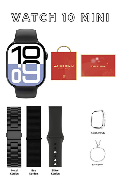 AirWatch 10 Mini Akıllı Saat Hediye Dolu Kutu İçeriği 3 Kordon ve Bileklik Set