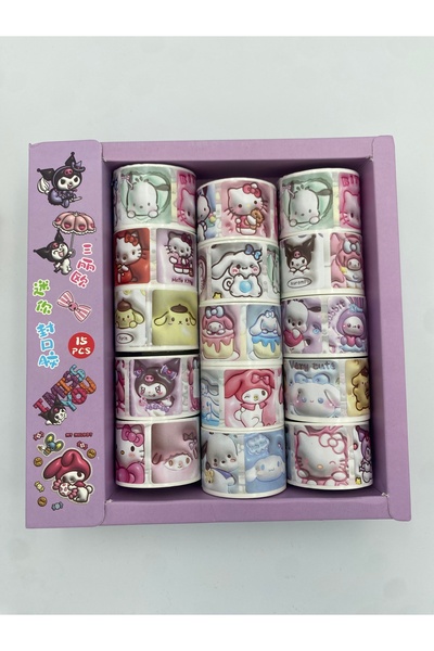İnci Sanrio Rulo Sticker Kuromi Cinamoroll MyMelody Pompompurin Hello Kitty 1...