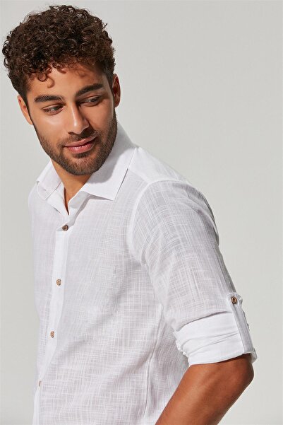 White By Nature Long Sleeve Slub Men's Shirt