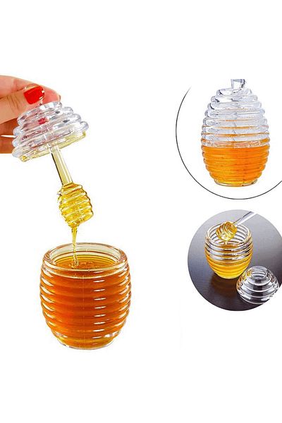 Yenimiyeni Honey Jar with Hive Shaped Spoon