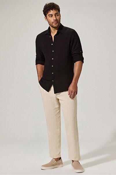 White By Nature Black Double Face Long Sleeve Men's Shirt