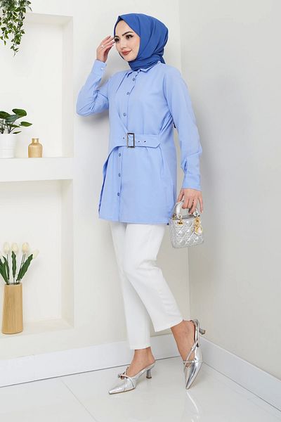 Nevayla Moda Πουκάμισο Baby Blue Buckle Design - Ü0101