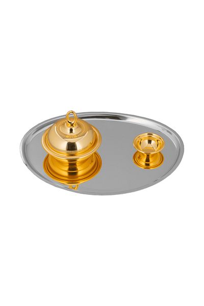 ALSAIF 3-pieces Serving Tray Set, Modern And Elegant Design That Adds Touch To Any Space, Nickel/gold