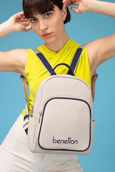 United Colors of Benetton Beneton Women's Backpack - Stone and Navy Bnt1605