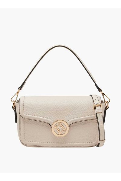 ELLE Monogram Accent Crossbody Bag with Detachable Strap and Flap Closure