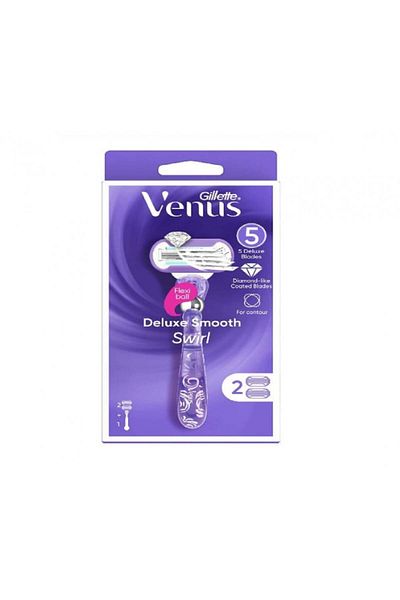 Gillette Gillette Venus Deluxe Smooth Swirl Razor + 2 Replacement Blades