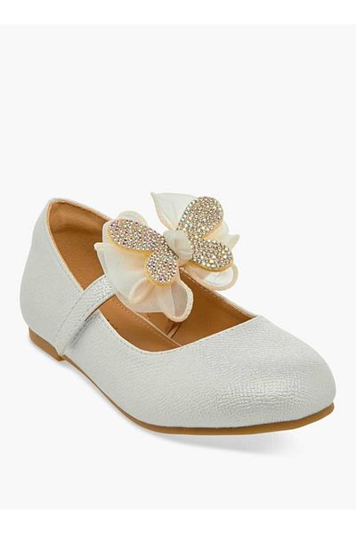 Juniors Butterfly Embellished Ballerina Shoes with Hook and Loop Closure