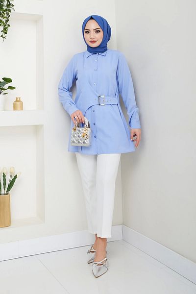 Nevayla Moda Πουκάμισο Baby Blue Buckle Design - Ü0101