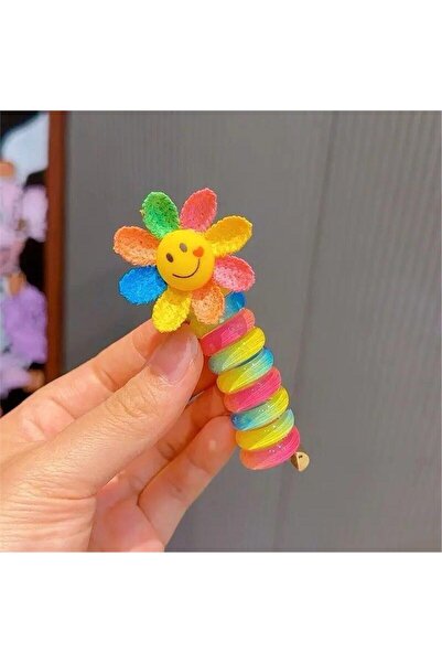 Pelin Aksesuar Colorful Flower Patterned Spiral Buckle