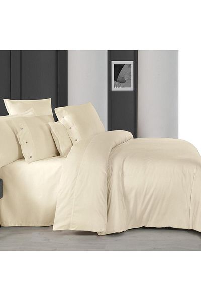 Sarev Monochrome 100% Cotton Satin Flat Sheet Double Cream
