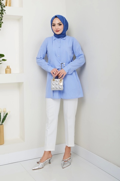 Nevayla Moda Πουκάμισο Baby Blue Buckle Design - Ü0101