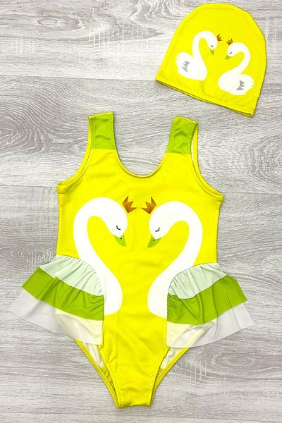 My Kids Wear Κομψό μοτίβο κύκνου τριών στρώσεων βολάν με λεπτομέρεια μπούστο για κορίτσια