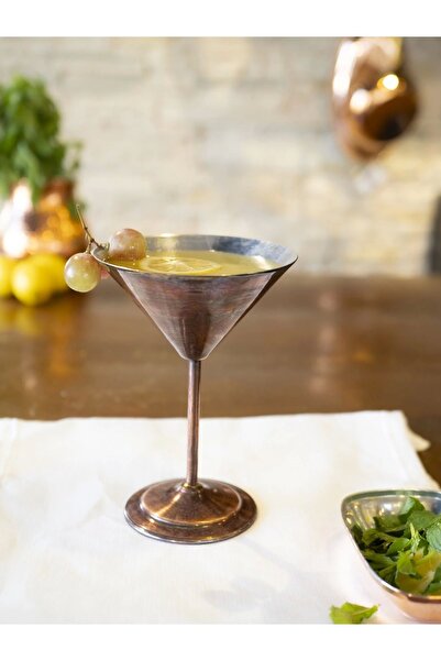 Bakır Concept 2-Piece Flat Model Copper Goblet Martini - Oxide Color