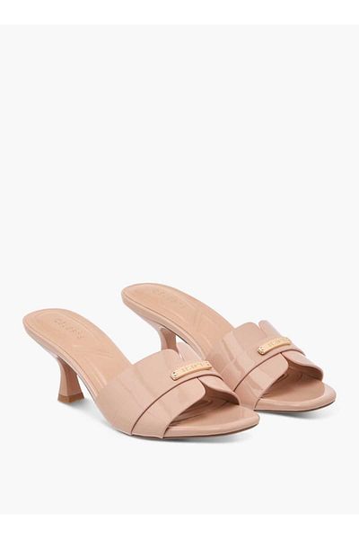 Celeste Women's Textured Slip-On Sandals with Flared Heels