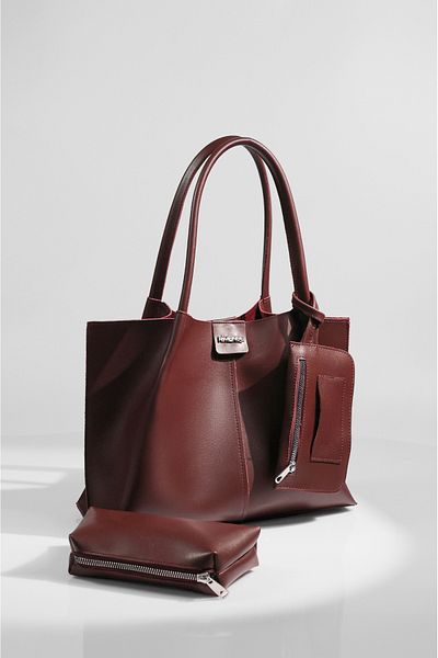 Rimense Women's Burgundy Wallet and Makeup Bag Hand and Shoulder Bag