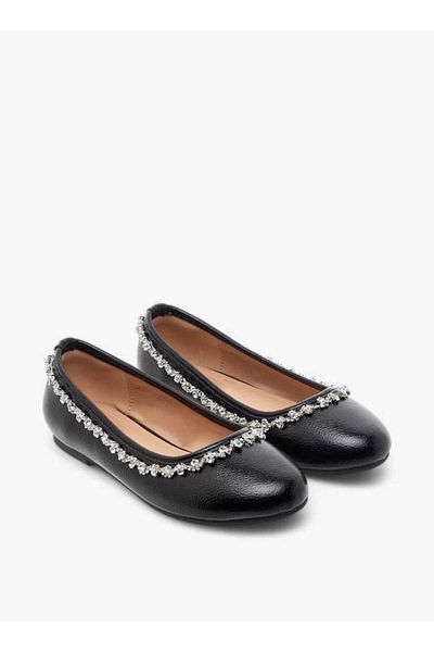 Celeste Girls' Rhinestone Embellished Slip-On Ballerina Shoes