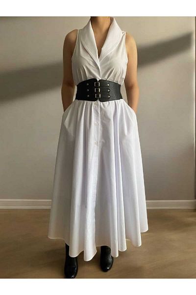 FK PYNAPPEL Belt Poplin Midi Length Shirt Dress