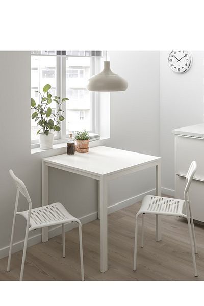 ALMUFARREJ 2 كرسي متعدد الاستخدامات باللون الأبيض، 77×45×39 سم، بدون طاولة