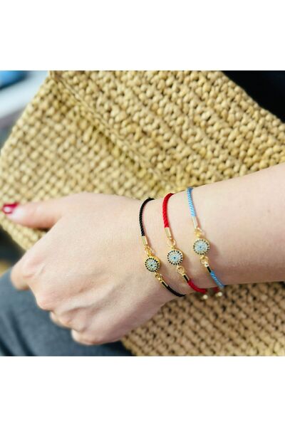 FİDE GLOBAL Nazar Boncuğu Ayarlanabilir İpli Unisex Bijuteri Renkli Bileklik
