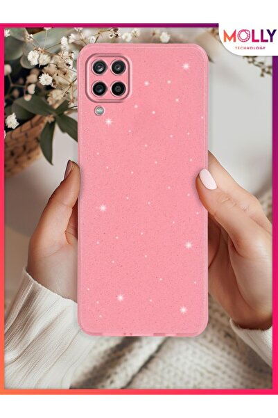 Molly Samsung Galaxy A12 İçin Pamuk Şeker Berry Simli Parlak Silikon Kılıf