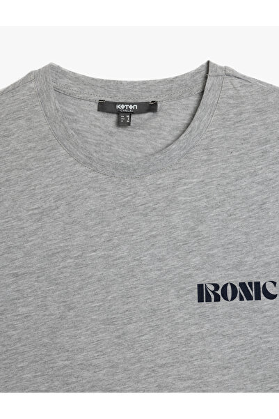 Koton Slim Fit Short Sleeve Cotton Blended Crew Neck Minimal Printed T-Shirt