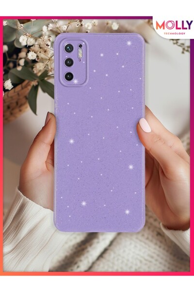 Molly Xiaomi Redmi 12C İçin Lila Berry Simli Parlak Silikon Kılıf